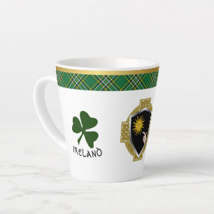 Brady Irish Shield & Tartan Personalised Latte Mug