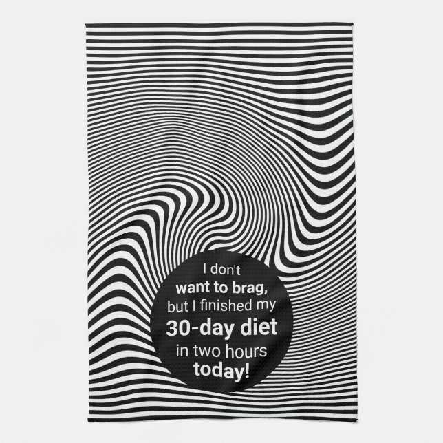 Brag About Diet Funny Joke Tea Towel (Vertical)