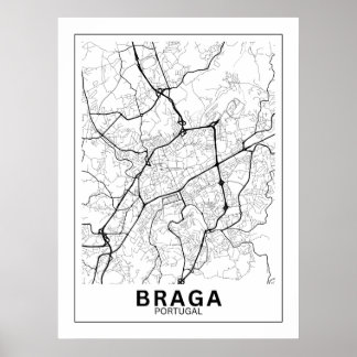 Braga City Map Classic Line Poster