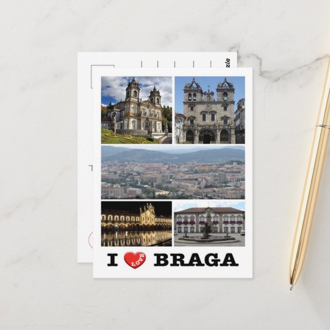 Braga - I Love - Portugal - Postcard (Front/Back In Situ)