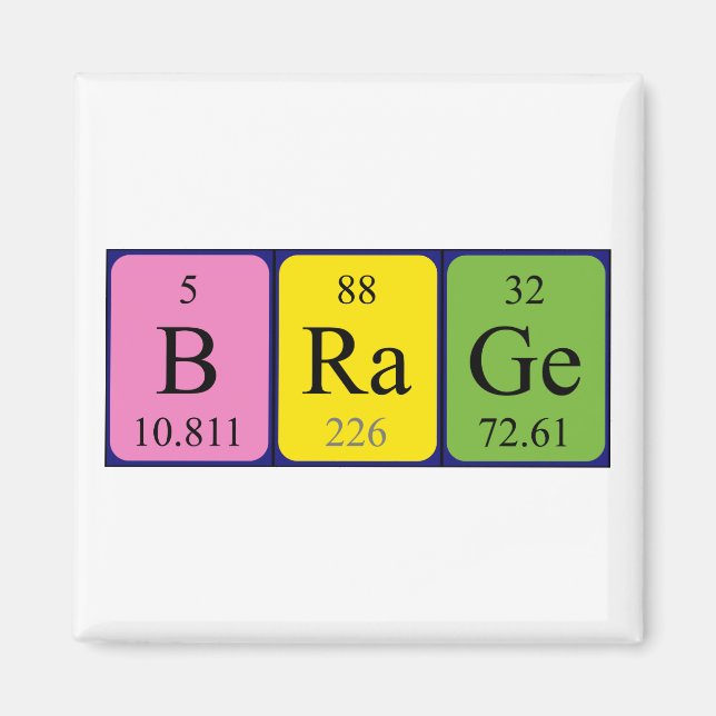 Brage periodic table name magnet (Front)