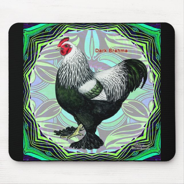 Brahma:  Fancy Dark Rooster Mouse Mat (Front)
