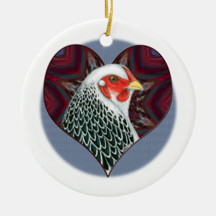 Brahma Hen Heart Ceramic Tree Decoration