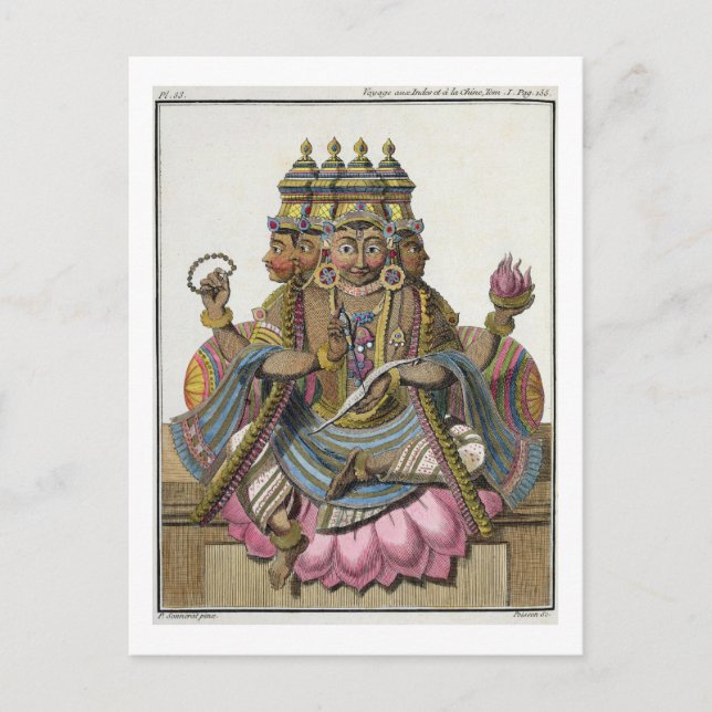 Brahma, Hindu god of creation, from 'Voyage aux In Postcard (Front)