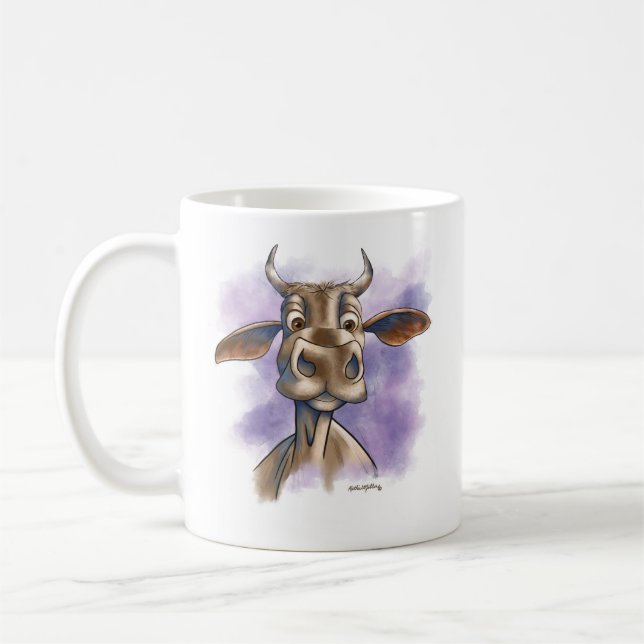 Brahman Cow Cartoon Coffee Mug (Left)