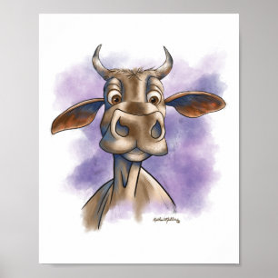 Brahman Cow Cartoon Poster