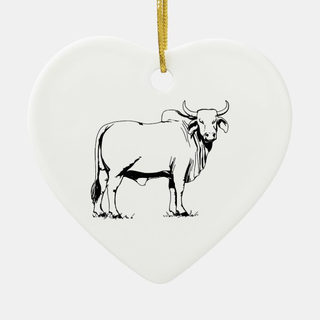 Brahman Cow Ceramic Tree Decoration (Front)