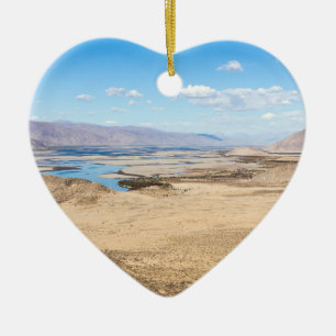 Brahmaputra river and desert landscape - Tibet Ceramic Tree Decoration