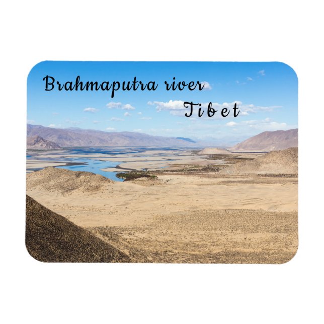 Brahmaputra river and desert landscape - Tibet Magnet (Horizontal)