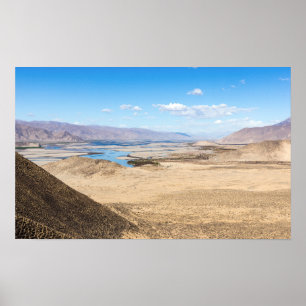 Brahmaputra river and desert landscape - Tibet Poster