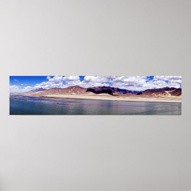 Brahmaputra river and desert landscape - Tibet Poster (Front)