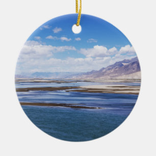 Brahmaputra river and mountain landscape - Tibet Ceramic Tree Decoration
