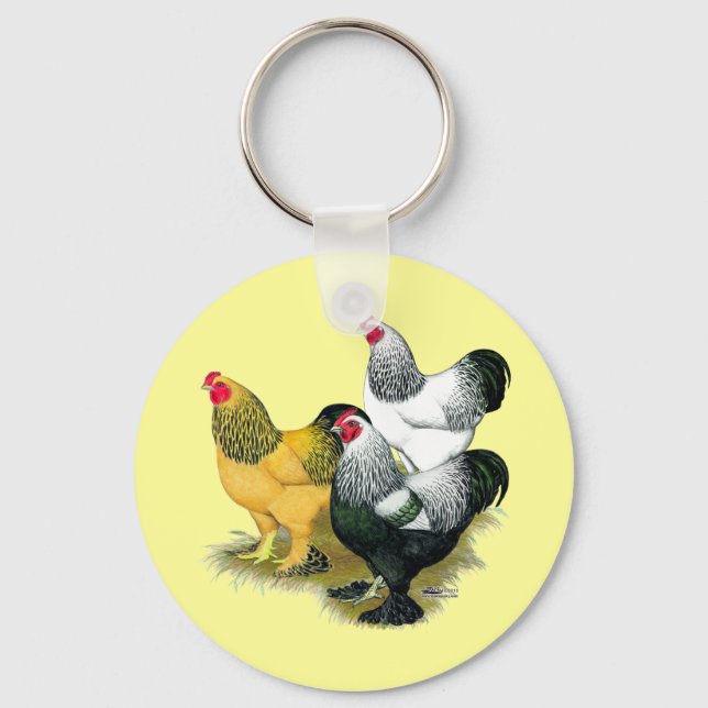 Brahmas Three Roosters Key Ring (Front)