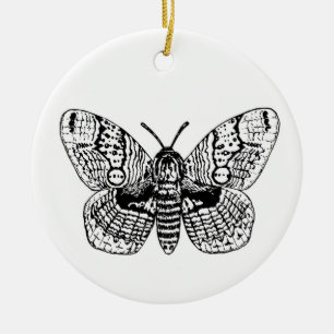 Brahmin moth drawing ceramic tree decoration
