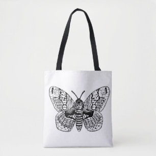 Brahmin moth drawing tote bag