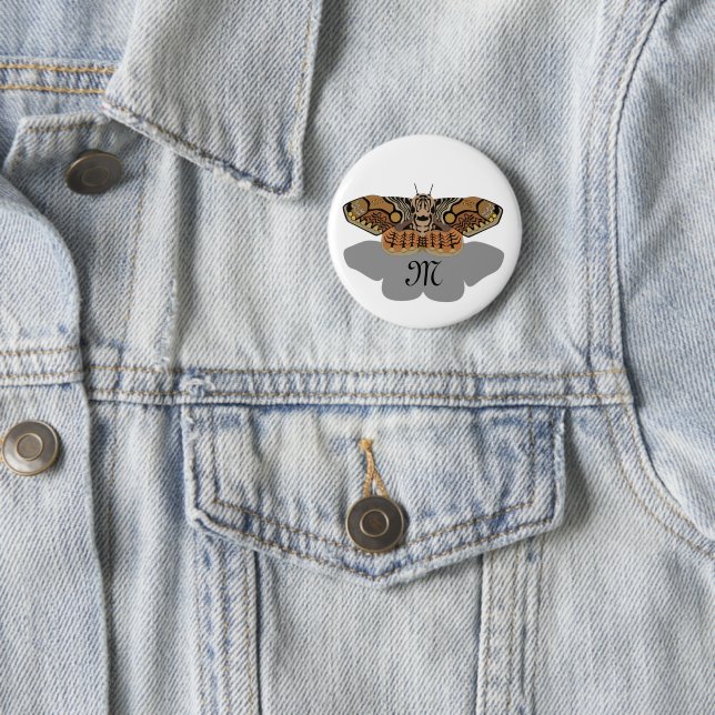 Brahmin Moth Monogram 6 Cm Round Badge (In Situ)