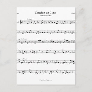 Brahms Lullaby Sheet Music Postcard
