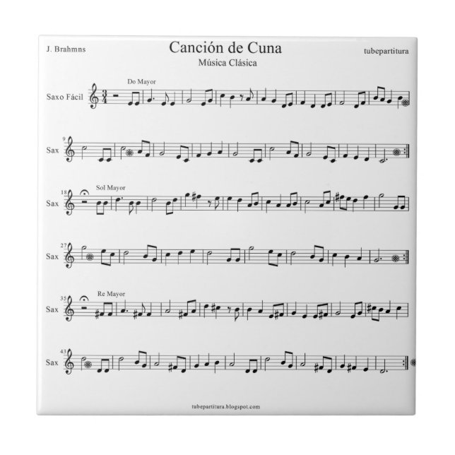 Brahms Lullaby Sheet Music Tile (Front)