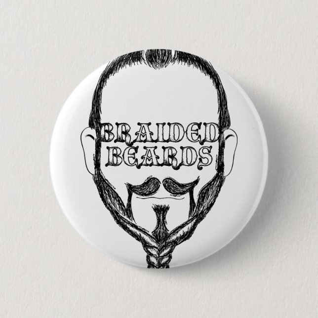 braided beards 6 cm round badge (Front)