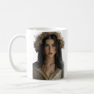 Braided Beauty in Bloom - Elegant Floral Portrait Coffee Mug