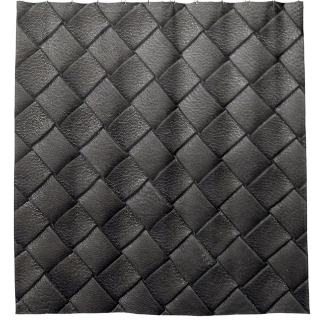 Braided Black Leather: Vintage Texture Shower Curtain (Front)