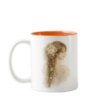 Braided Boho Girl Floral Mug
