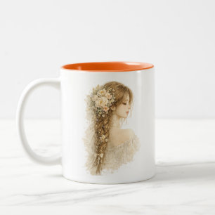 Braided Boho Girl Floral Mug