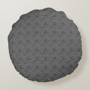 Braided grey with small stripes and pixelated thro round cushion