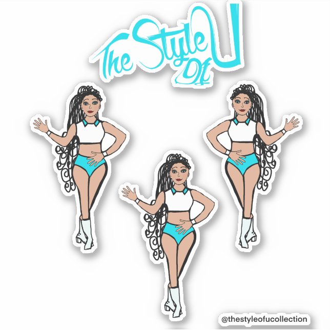 Braided Majorette / Dancer Stickers Aqua (Front)