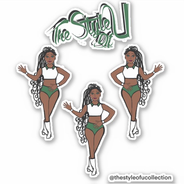 Braided Majorette / Dancer Stickers Green (Front)