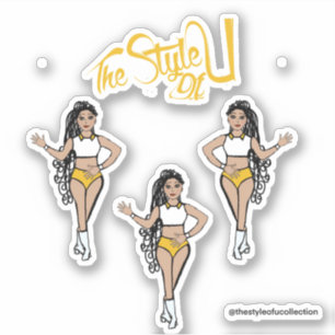 Braided Majorette / Dancer Stickers Yellow