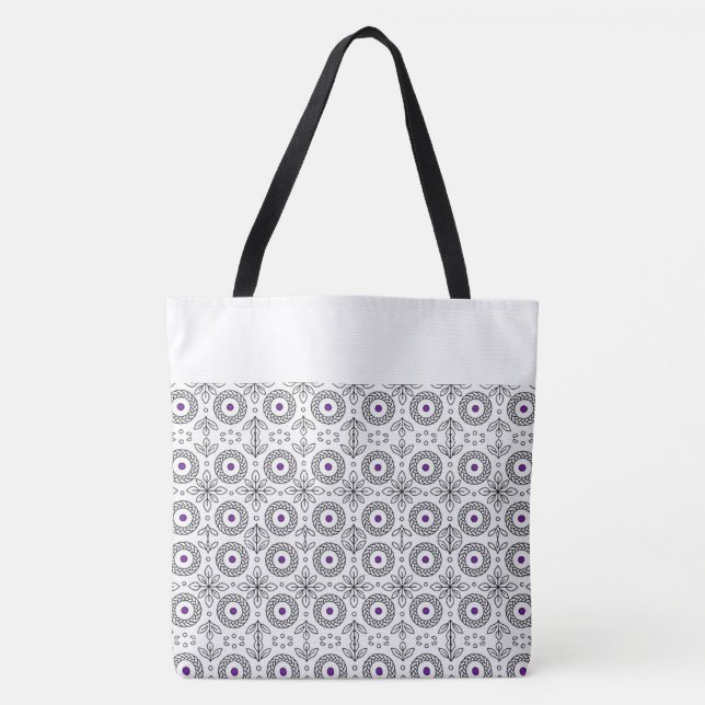 Braided Mandala and Leaf Motif Design Tote Bag (Front)