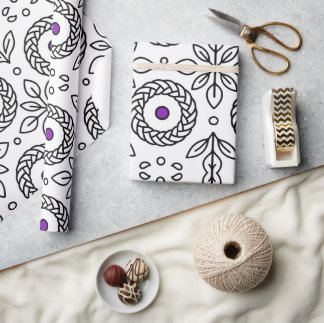 Braided Mandala and Leaf Motif Wrapping Paper