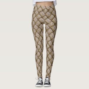 Braided Thread Knit Texture – Warm Beige (3) Leggings