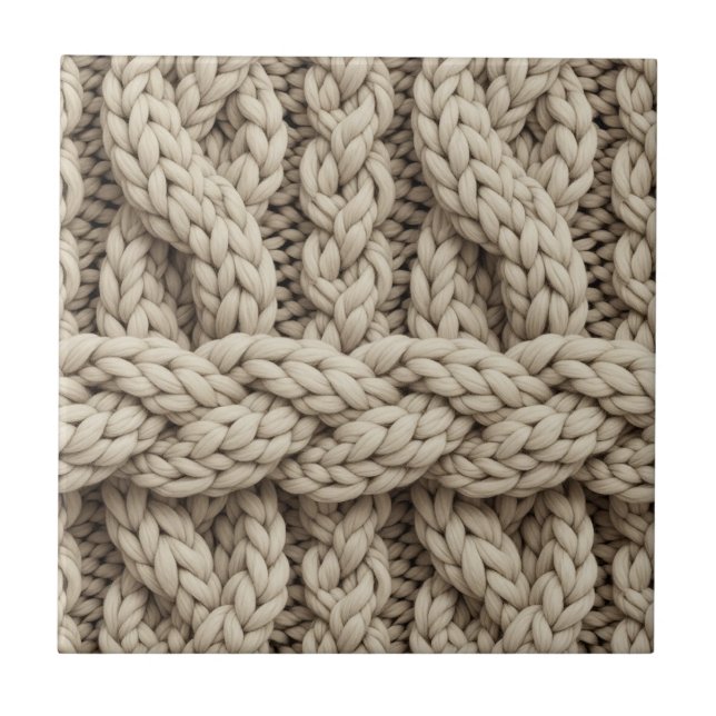 Braided Thread Knit Texture – Warm Beige (4) Tile (Front)