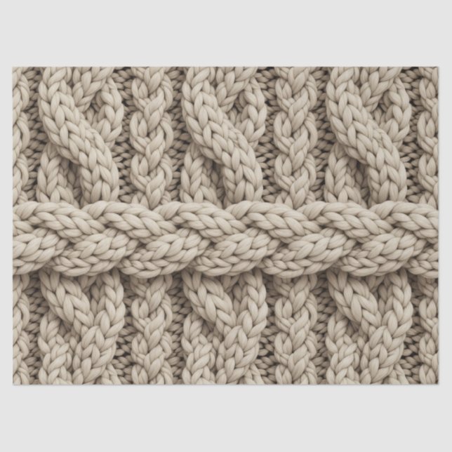 Braided Thread Knit Texture – Warm Beige (4) Tissue Paper (Front)