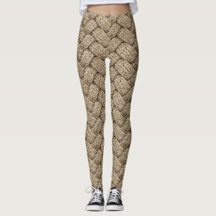 Braided Thread Knit Texture – Warm Beige Leggings