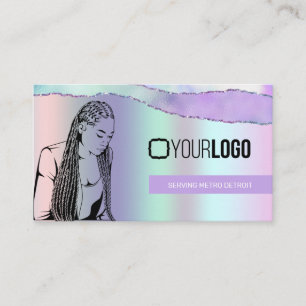Braiding Stylist Pastel Purple Metallic Your Logo  Business Card