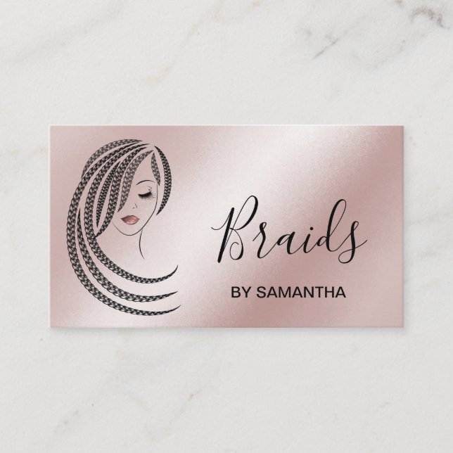 Braids Braided Hair Afro American Woman Business C Business Card (Front)