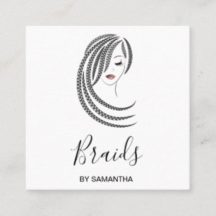 Braids Braided Hair Afro American Woman Business C Square Business Card