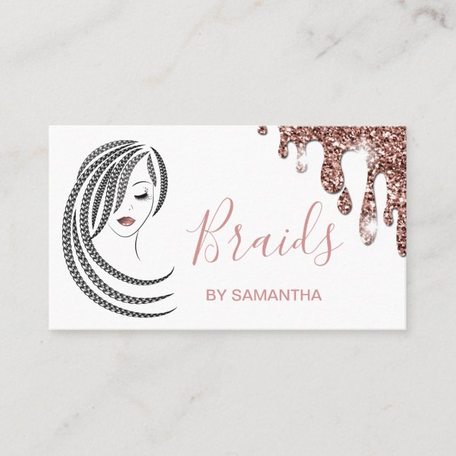Braids Braided Hair Afro American Woman Business Card (Front)