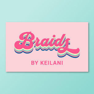 Braids Braiding Braider Groovy Retro Colourful Business Card