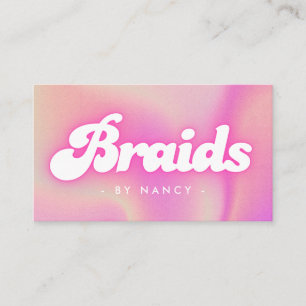 Braids Groovy Retro Pink  Business Card