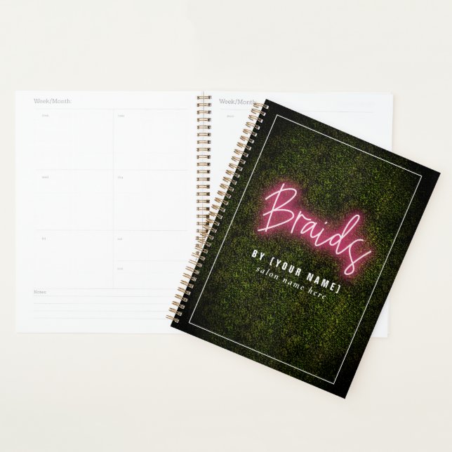 Braids Hair Salon Neon Boxwood Cosmetologist  Planner (Display)