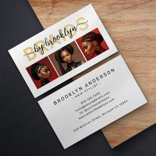 Braids Hair Stylist Modern Photographs Business Card