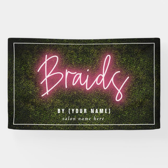 Braids Neon Boxwood Hair Salon Cosmetologist  Banner (Horizontal)