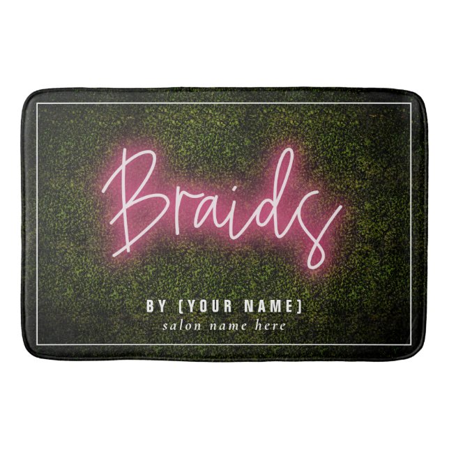 Braids Neon Boxwood Hair Salon Cosmetologist Bath Mat (Front)