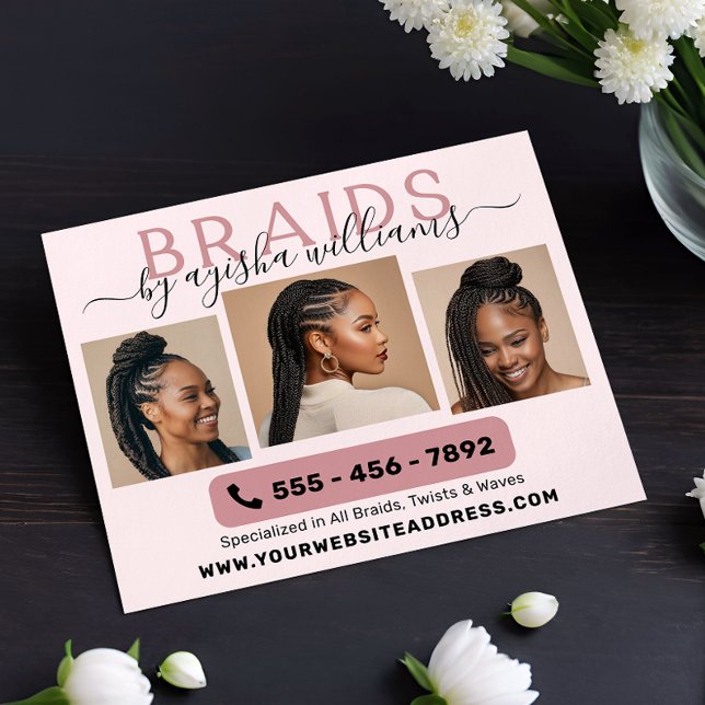 Braids Photo Collage Hairstylist Flyer (Creator Uploaded)