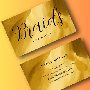 Braids Typography Gold brush stroke  Business Card