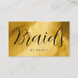 Braids Typography Gold brush stroke  Business Card